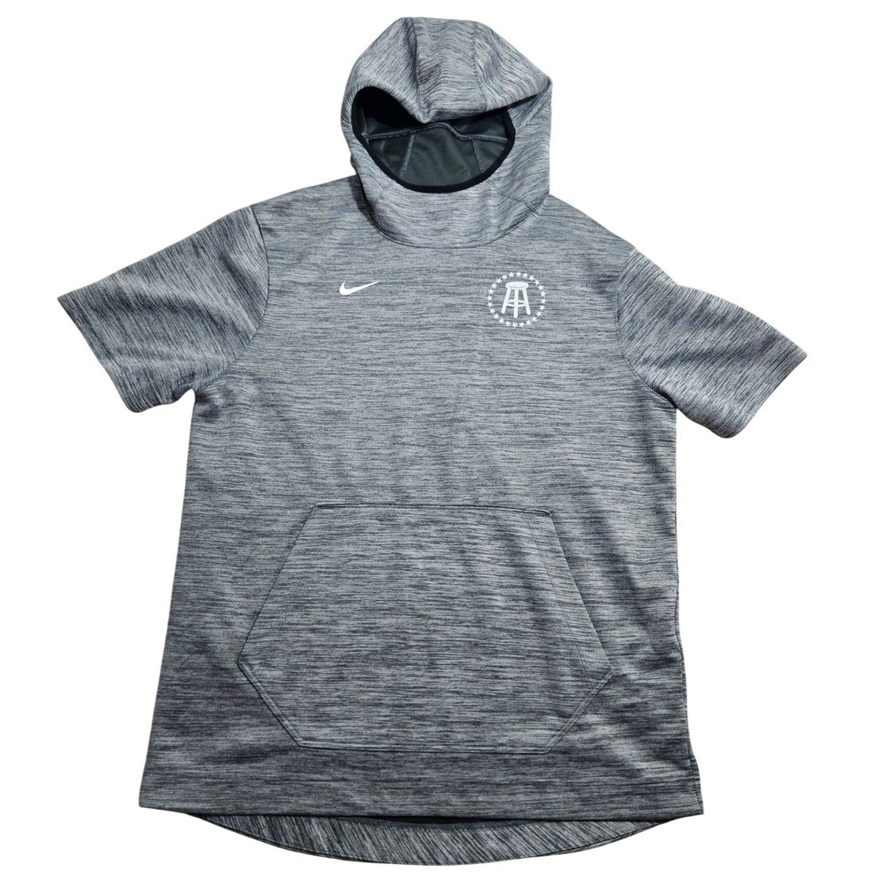 Nike Barstool Sports Short Sleeve Hoodie Large Grey Dri-FIT AT5406-050